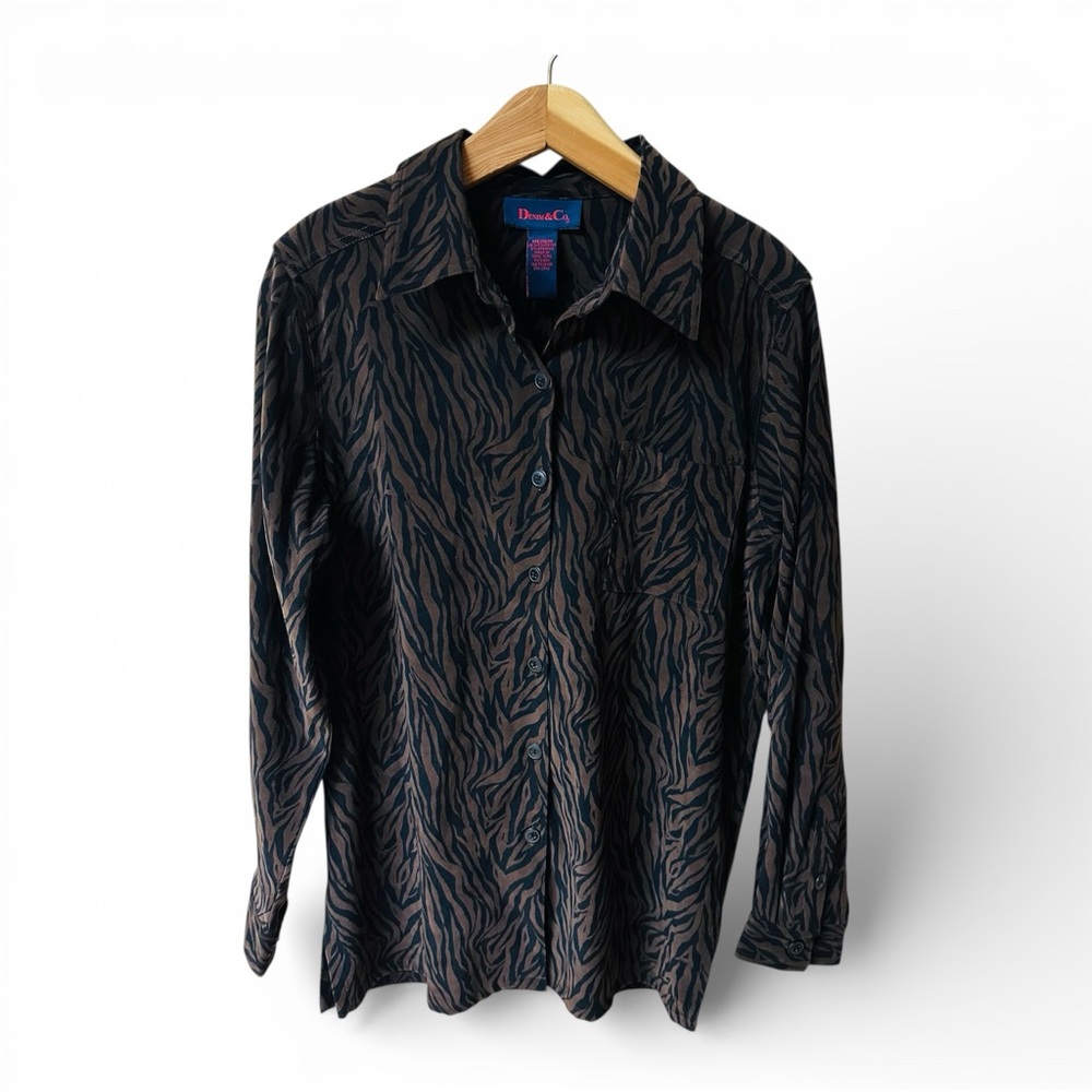 Denim&Co Faux Suede Brown and Black Tunic Shirt Jacket